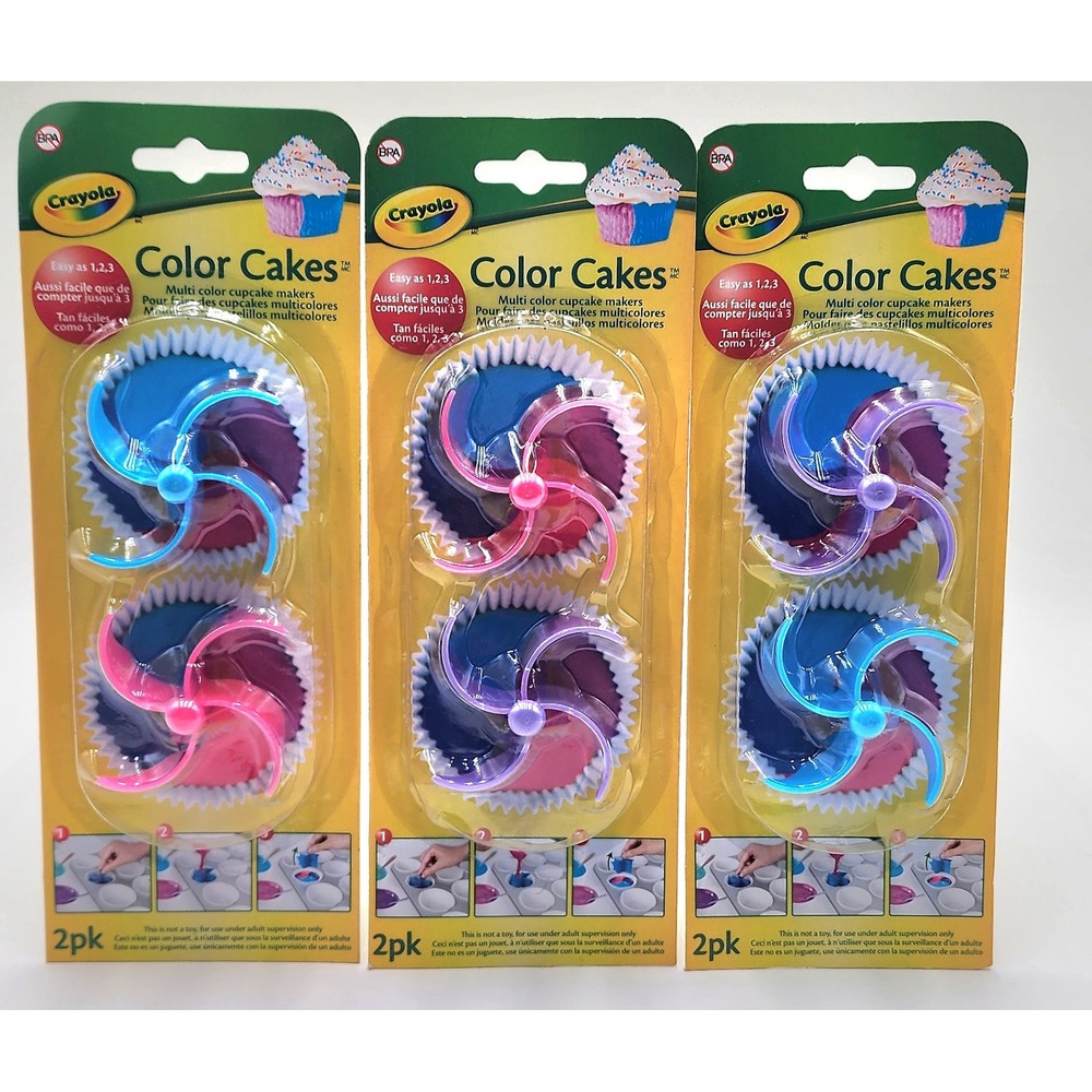 Crayola Color Cakes Multi Color Cupcake Makers Baking Tool Set of 6 NIP